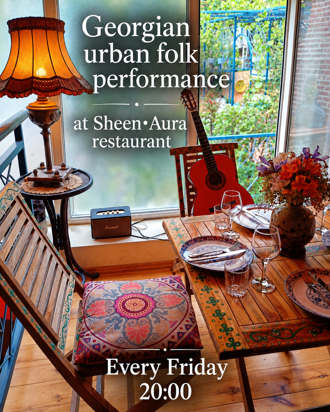 Georgian urban folk performance at Sheen•Aura — every Friday at 20:00